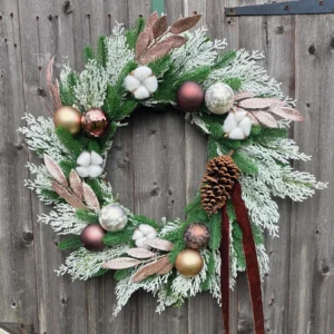 Winter Elegance Copper & Cotton Christmas Wreath