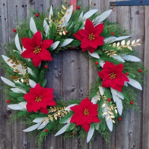 Crimson Star Holiday Wreath